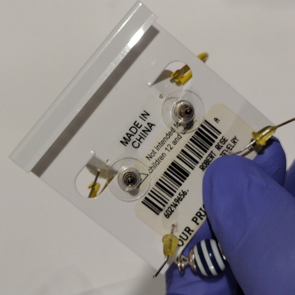 Robert Rose Set of 3 Silver tone Stud, Yellow Hoop, Drop Stripes - Women Jewelry - Picture 8 of 8